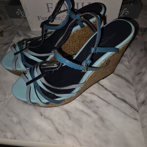 Christian Siriano Multi-Blue Strappy Wedges